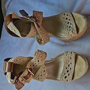 Brash Woven Strappy Wedges